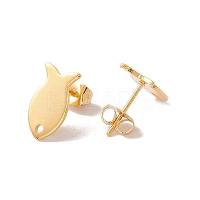 201 Stainless Steel Stud Earring Findings with Hole EJEW-A071-02G-1