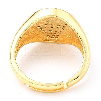Adjustable Real 18K Gold Plated Brass Enamel Finger Ringss RJEW-L071-25G-1