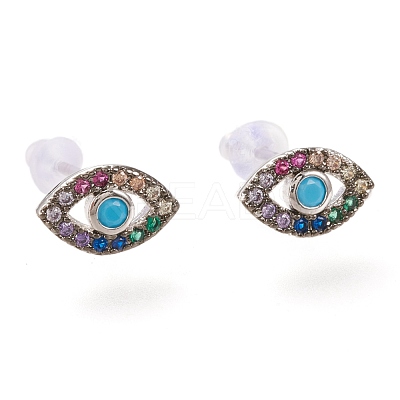 Brass Micro Pave Cubic Zirconia Stud Earrings ZIRC-I044-19A-1