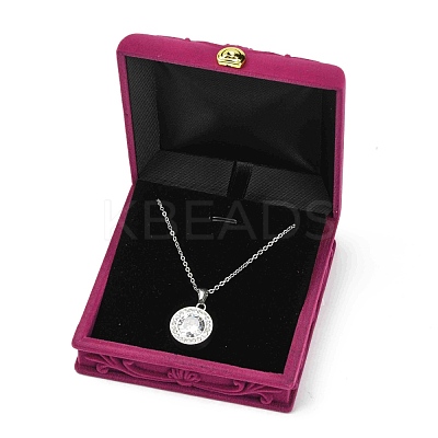 Rose Flower Pattern Velvet Jewelry Set Boxes VBOX-O003-04-1