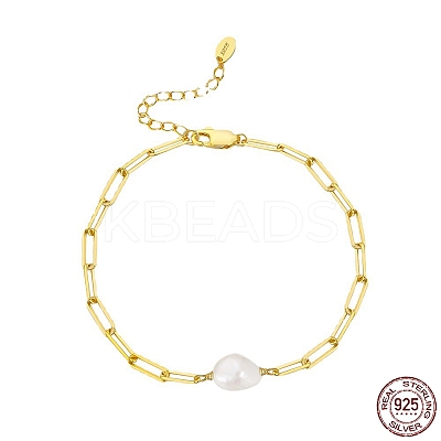 Natural Freshwater Pearls Bead Link Bracelets BJEW-I314-134-1