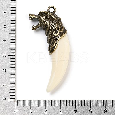 Tibetan Style Alloy Resin Wolf Tooth Pendants FIND-A042-04AB-1