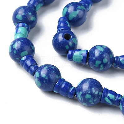 Synthetic Chrysocolla 3-Hole Guru Bead Strands G-K149-46-1