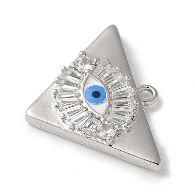 Rack Plating Brass Micro Pave Cubic Zirconia Enamel Pendants KK-P290-56B-P-1