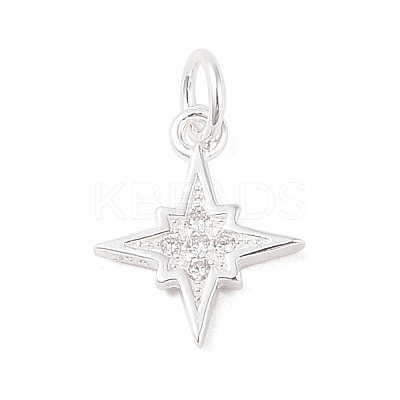 925 Sterling Silver Pave Clear Cubic Zirconia Star Charms STER-K181-01A-S-1