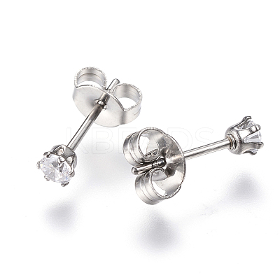 Gifts for Boyfriend Valentines Day Cubic Zirconia Ear Studs EJEW-H072-01-1
