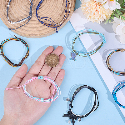 16Pcs 8 Colors Waxed Nylon Cord Multi-strand Bracelets BJEW-SC0001-37-1