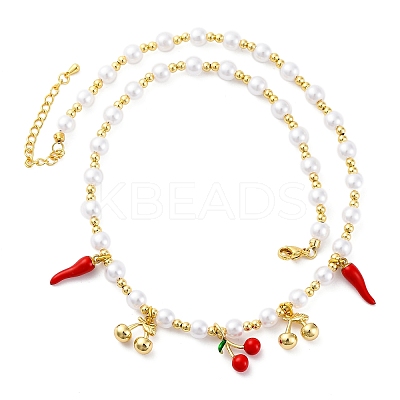 Brass Micro Pave Clear Cubic Zirconia Beaded Necklaces NJEW-Z059-04G-05-1