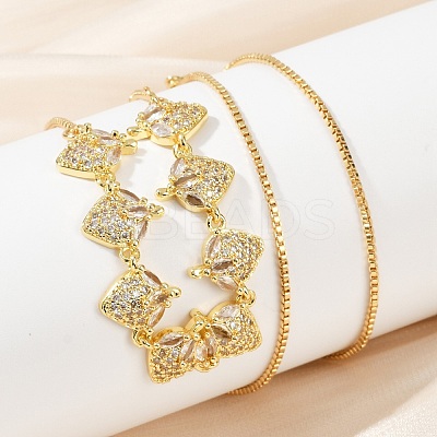 Brass Micro Pave Clear Cubic Zirconia Fruit Bib Necklaces NJEW-F342-01A-G-1