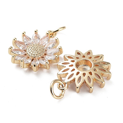Rack Plating Brass Clear Cubic Zirconia Pendants KK-B078-01G14-1