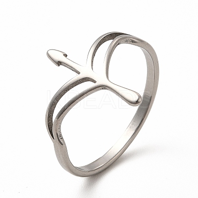 Non-Tarnish 201 Stainless Steel Hollow Out Arrow Finger Ring for Women LS-RJEW-K239-07P-1