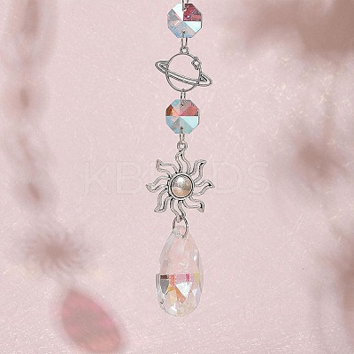 Teardrop Glass Rhinestone Pendant Decoration HJEW-CA0001-55-1