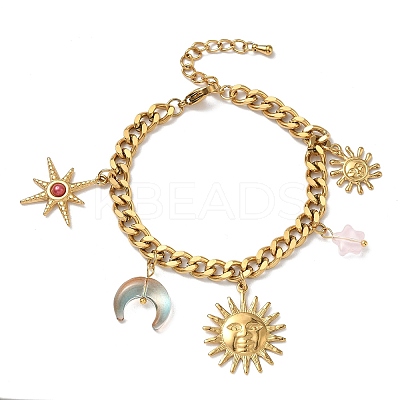 304 Stainless Steel Acrylic Charm Bracelets BJEW-G761-01G-1