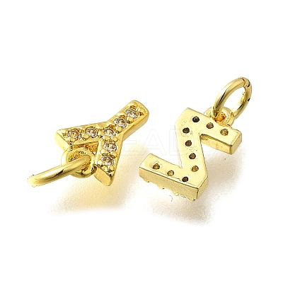 26Pcs Brass Micro Pave Cubic Zirconia Charms KK-R218-10G-1