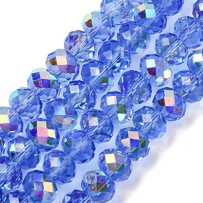 Electroplate Transparent Glass Beads Strands EGLA-A046-01C-20-1
