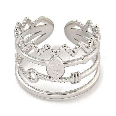 Non-Tarnish 304 Stainless Steel Open Cuff Ring RJEW-A043-02P-1