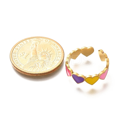 201 Stainless Steel Enamel Open Cuff Ring for Women LS-RJEW-A053-04G-02-1