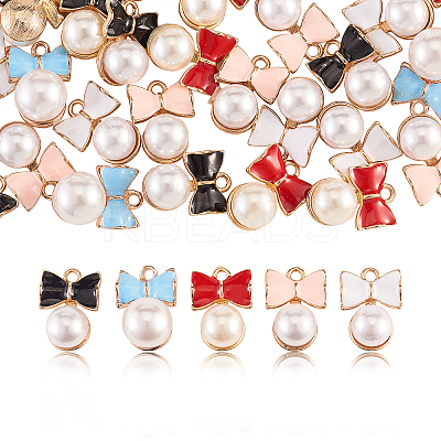 50Pcs 5 Colors Zinc Alloy Enamel Pendants ENAM-CJ0001-78-1