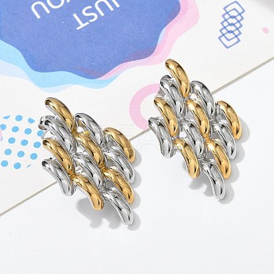 304 Stainless Steel Two Tone Stud Earrings for Women STAS-Z117-03GP-1
