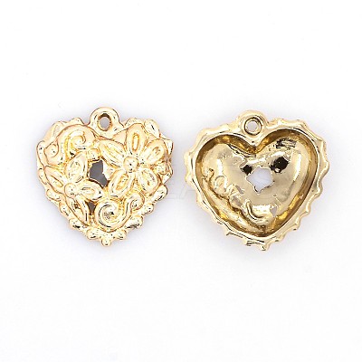 Nickel Free & Lead Free Golden Plated Alloy Heart Pendants PALLOY-J218-175G-NR-1