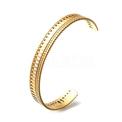 304 Stainless Steel Open Cuff Bangles for Women LS-BJEW-Z083-02G-05-1