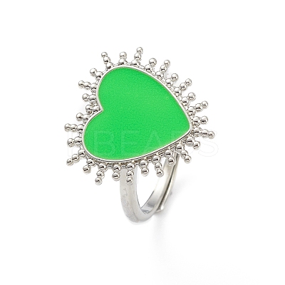 Adjustable Enamel Heart Signet Ring RJEW-K240-01P-1
