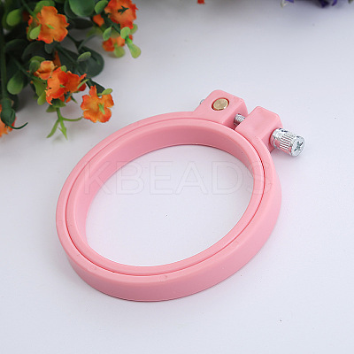 Adjustable ABS Plastic Flat Round Embroidery Hoops TOOL-PW0003-017F-1