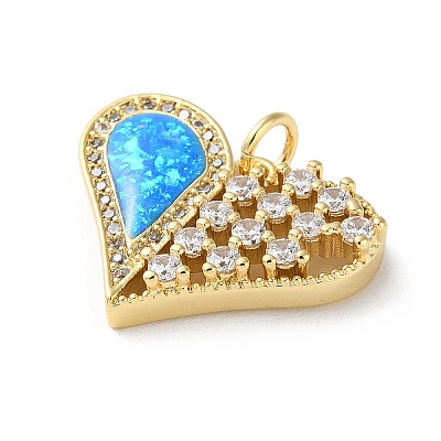 Brass Micro Pave Clear Cubic Zirconia Pendants KK-C045-01C-G-1