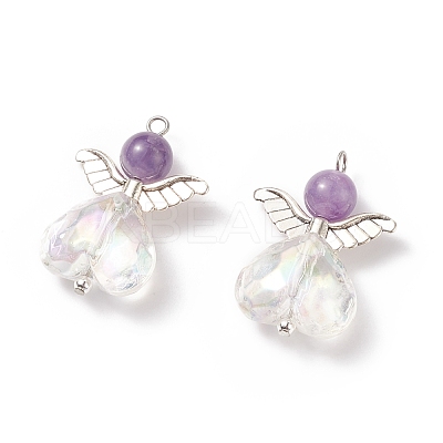 Natural Amethyst AB Color Acrylic Pendants PALLOY-TA00001-01-1