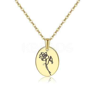 Brass Birth Month Flower Pendant Necklace HUDU-PW0001-034G-1-1