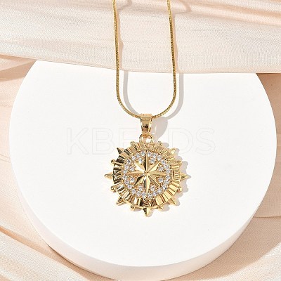 304 Stainless Steel Micro Pave Clear Cubic Zirconia Pendant Necklaces for Women LS-NJEW-Z103-01G-09-1