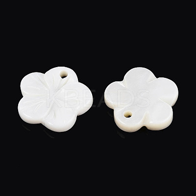 Natural Freshwater Shell Carved Flower Charms SHEL-N038-10-1