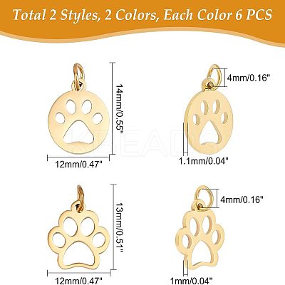 24Pcs 2 Style 304 Stainless Steel Pendants STAS-UN0032-32-1