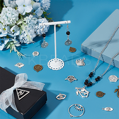 64Pcs 16 Style Tibetan Style Alloy Pendants FIND-PH0008-61-1