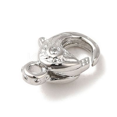 Brass Micro Pave Clear Cubic Zirconia Lobster Claw Clasps LS-KK-K371-11B-P-1