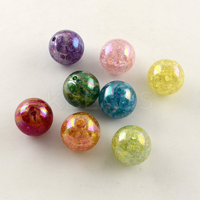 AB Color Transparent Crackle Round Acrylic Beads X-CACR-S006-M-1