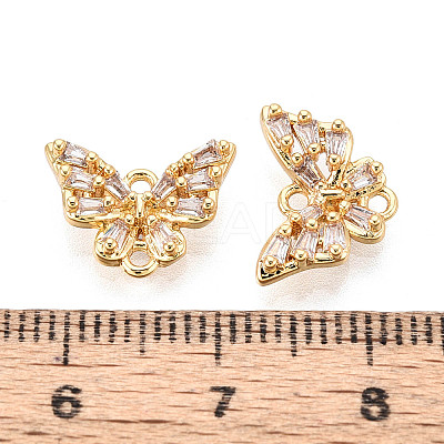 Brass Pave Clear Cubic Zirconia Links/Connector Charms KK-T077-69G-1