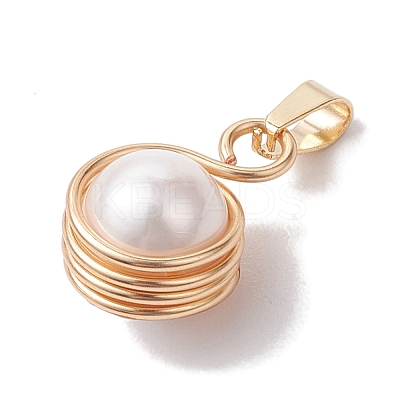 Natural Cultured Freshwater Pearl Copper Wire Wrapped Pendants PALLOY-JF02719-1