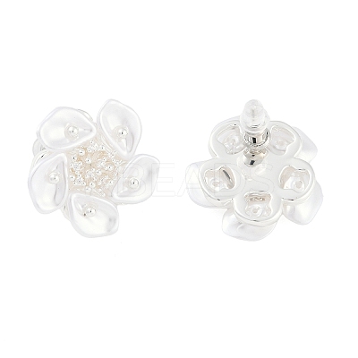 Flower Brass Stud Earring LS-EJEW-L288-006S-1