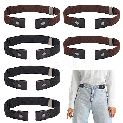 6Pcs 2 Colors Canvas Elastic Invisible Belt with Alloy Buckles AJEW-FG0003-99-1