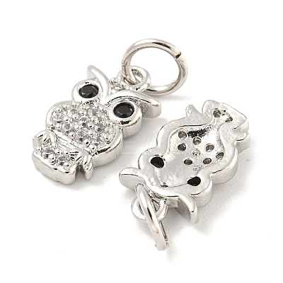 Rack Plating Brass Micro Pave Clear Cubic Zirconia Pendants KK-B093-02E-P-1