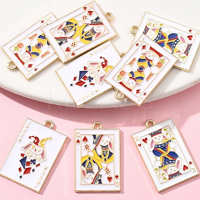 8Pcs 4 Styles Rack Plating Alloy Enamel Pendants ENAM-FS0002-73-1