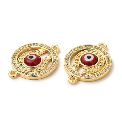 Rack Plating Real 18K Gold Plated Brass Micro Pave Clear Cubic Zirconia Connector Charms ZIRC-L102-03G-1