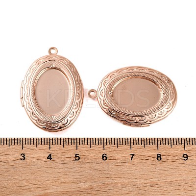 Rack Plating Brass Locket Pendants KK-K277-05RG-1