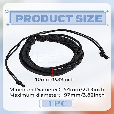 1Pc PU Leather Multi-strand Braided Bracelets for Men BJEW-LP0003-37B-1