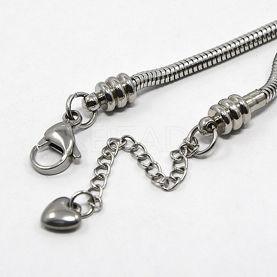 Tarnish Resistant 304 Stainless Steel European Round Snake Chains Bracelets STAS-J015-08-1