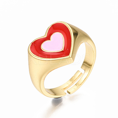 Adjustable Brass Enamel Finger Rings RJEW-N035-023-NF-1