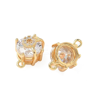 Brass Pave Clear Cubic Zirconia Connector Charms KK-S531-15G-1