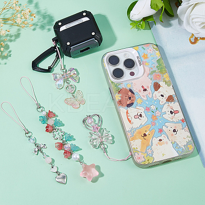 4Pcs Alloy & Acrylic Mobile Straps HJEW-DC00081-1