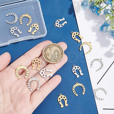 16Pcs 4 Styles 201 Stainless Steel Pendants STAS-UN0033-92-1